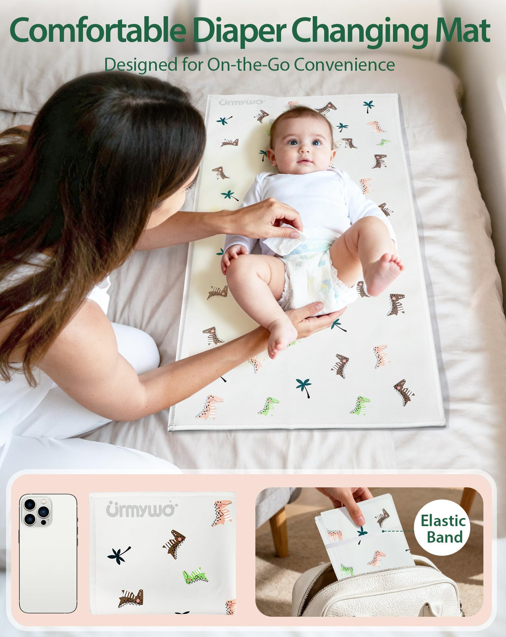 URMYWO foldable changing pad folds compactly for travel and storage.