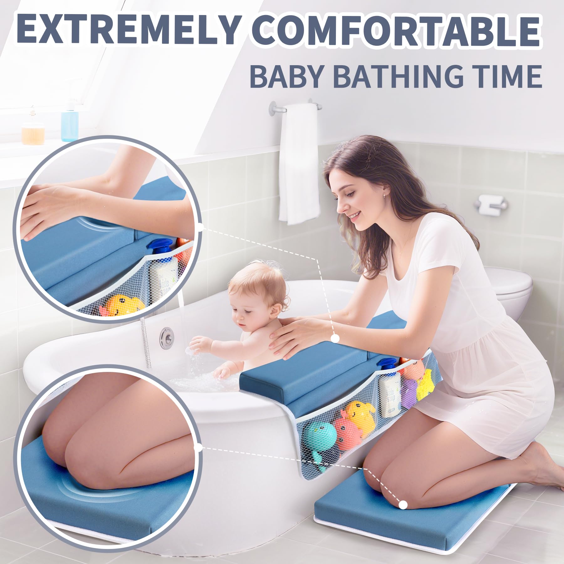 URMYWO padded bath seat supports arms and elbows during washing