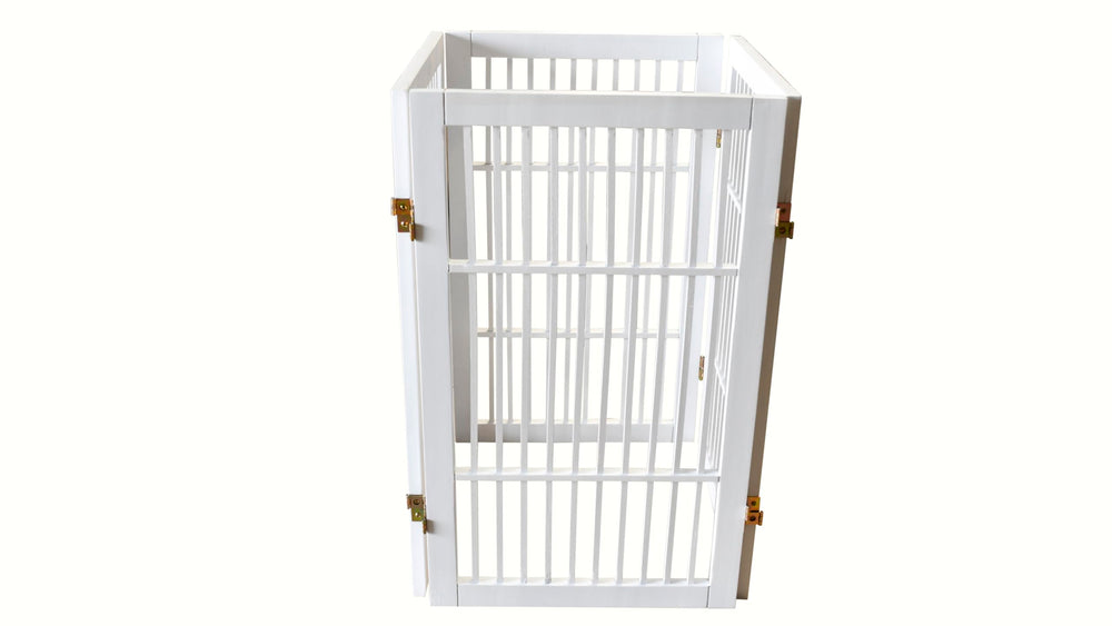 Urnporium indoor outdoor gate in doorway protects furniture and pets.