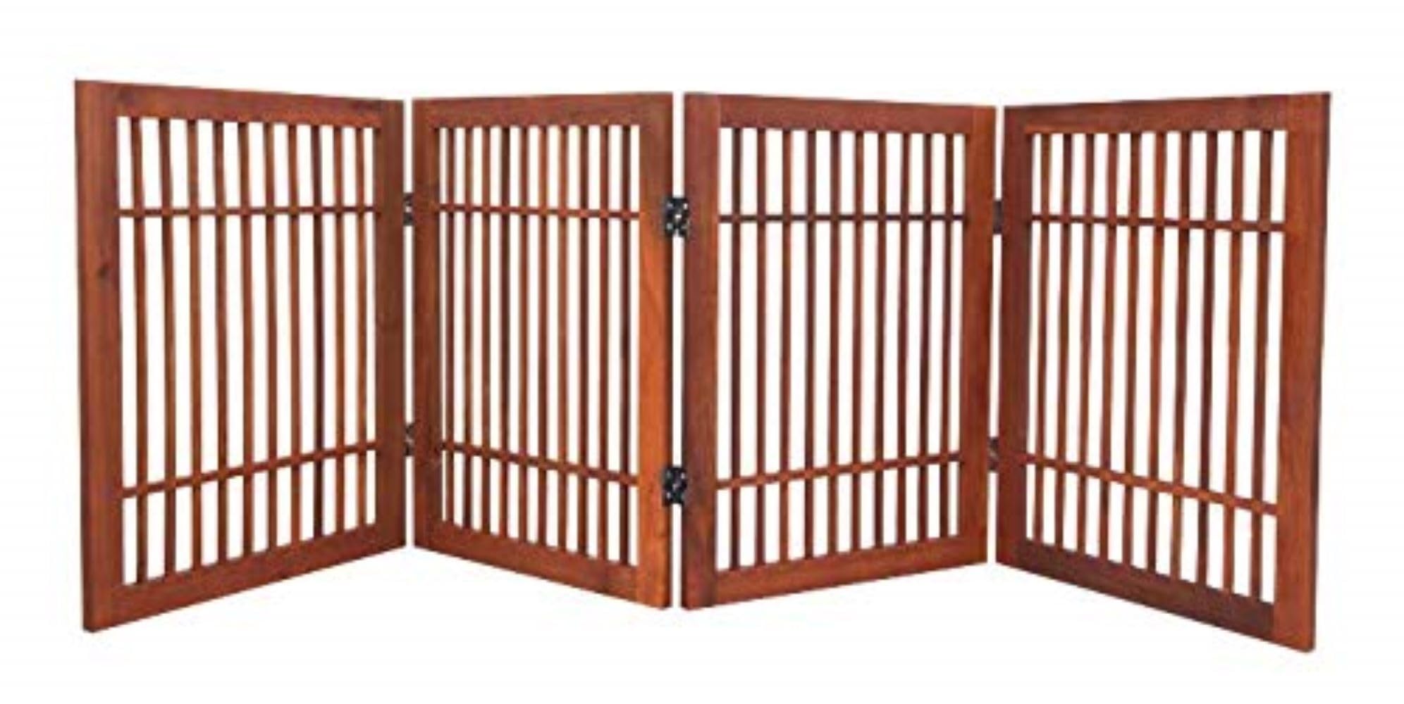 Urnporium four-panel gate assembled, sturdy acacia wood for versatile room use