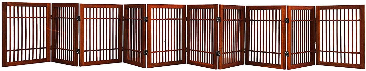 Urnporium Pet Gate in Acacia wood, fully assembled for quick setup.