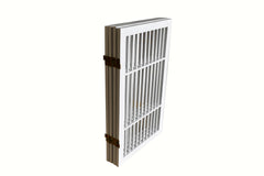 Urnporium portable wooden pet gate ready to move between rooms.