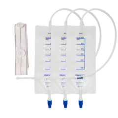 Urosagan 3-pack nephrostomy bags for routine drainage.