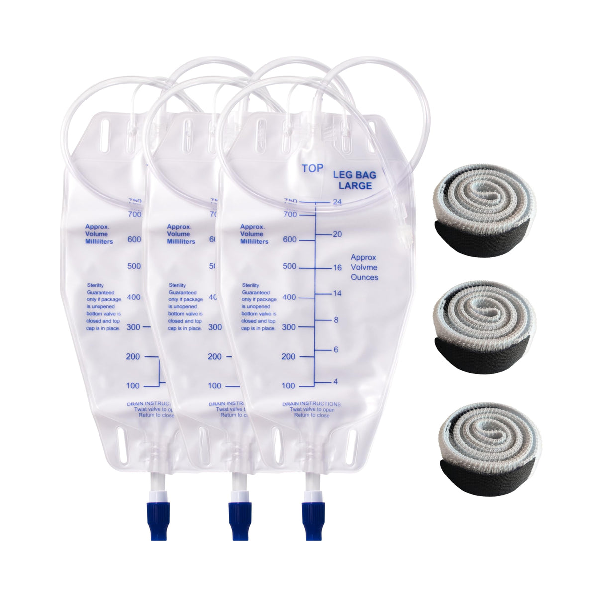 Urosagan nephrostomy bag 750ml front view for easy monitoring of fluid level.