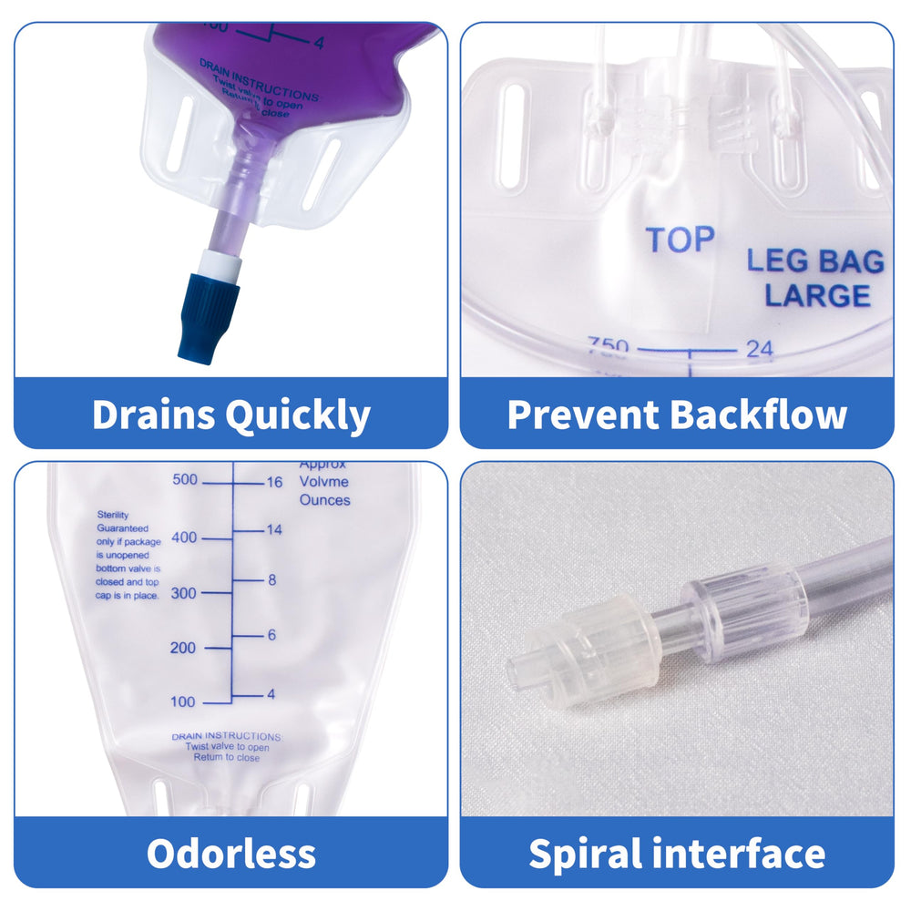 Urosagan nephrostomy bag 750ml with tubing connection for secure catheter link.