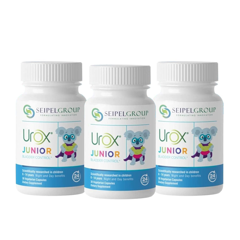 UROX Junior bottle-front showing kid-friendly bladder support formula