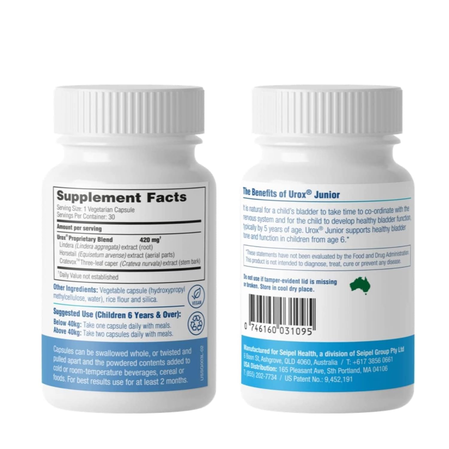 UROX Junior capsules close-up, vegetarian capsules for gentle daily use
