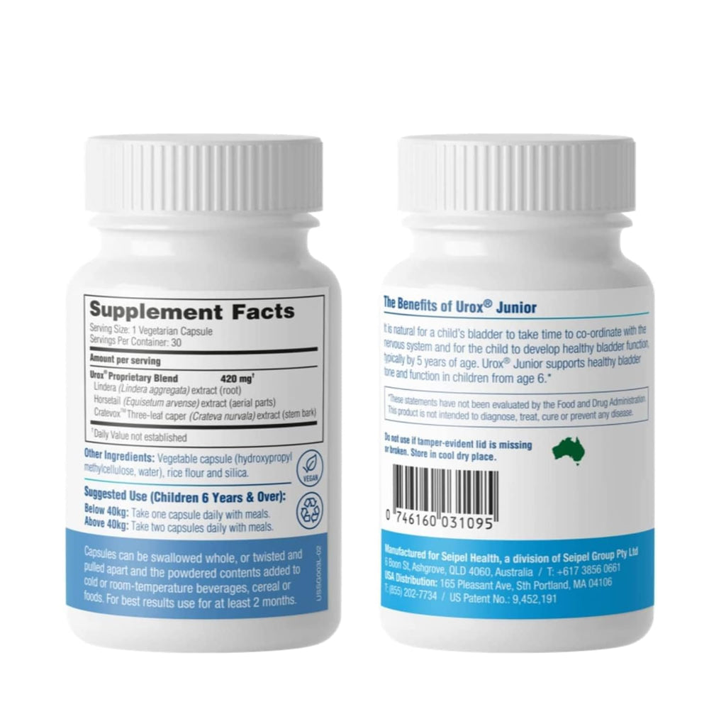 UROX Junior capsules close-up, vegetarian capsules for gentle daily use