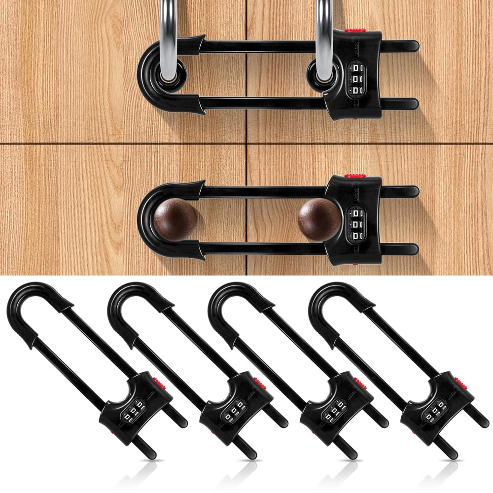 URYAZO 4-pack cabinet locks package, showing the product set for home safety.