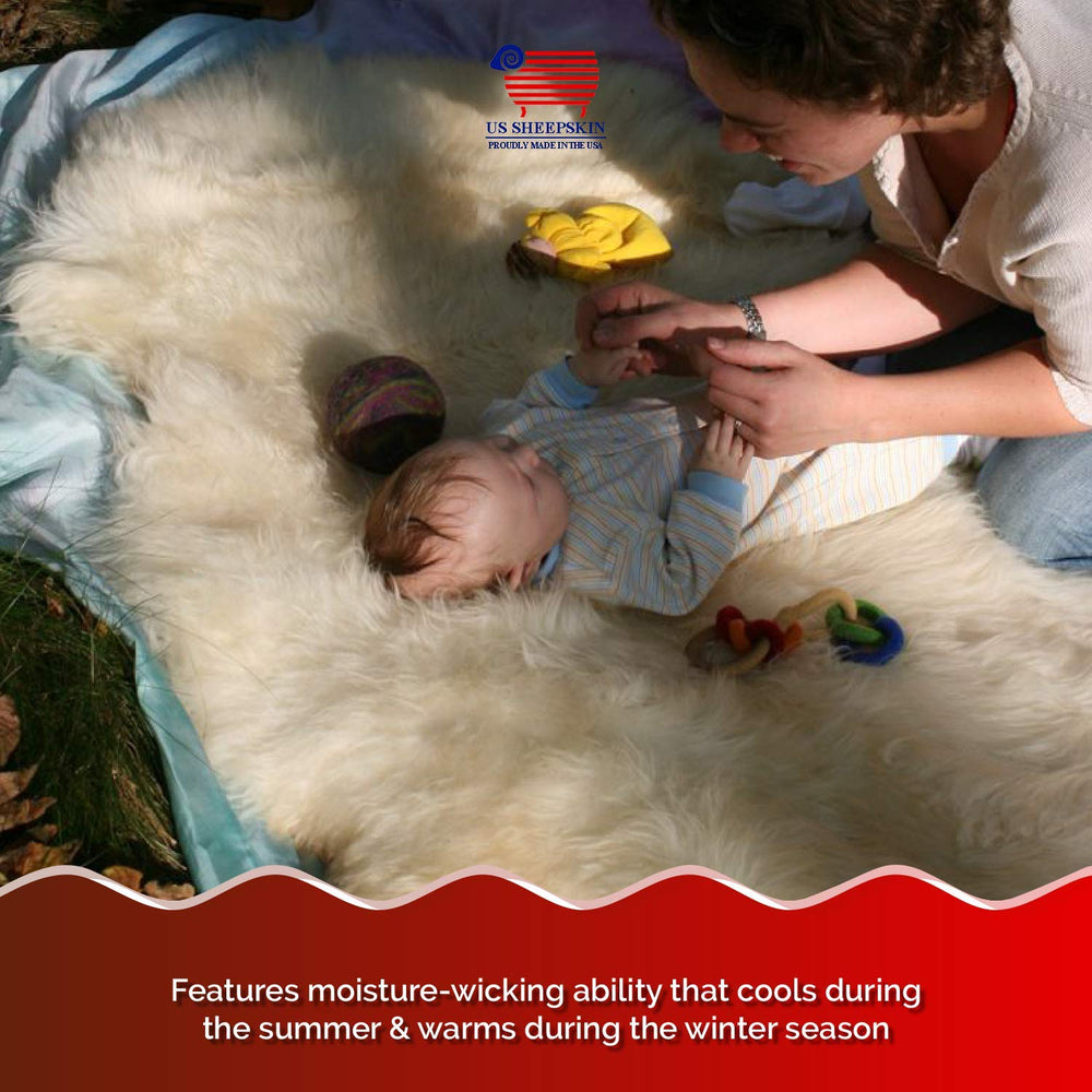 US Sheepskin dye-free pad highlighting natural materials for sensitive skin.