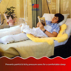 US Sheepskin pad with 1-inch thickness conforming to body contours for even pressure.