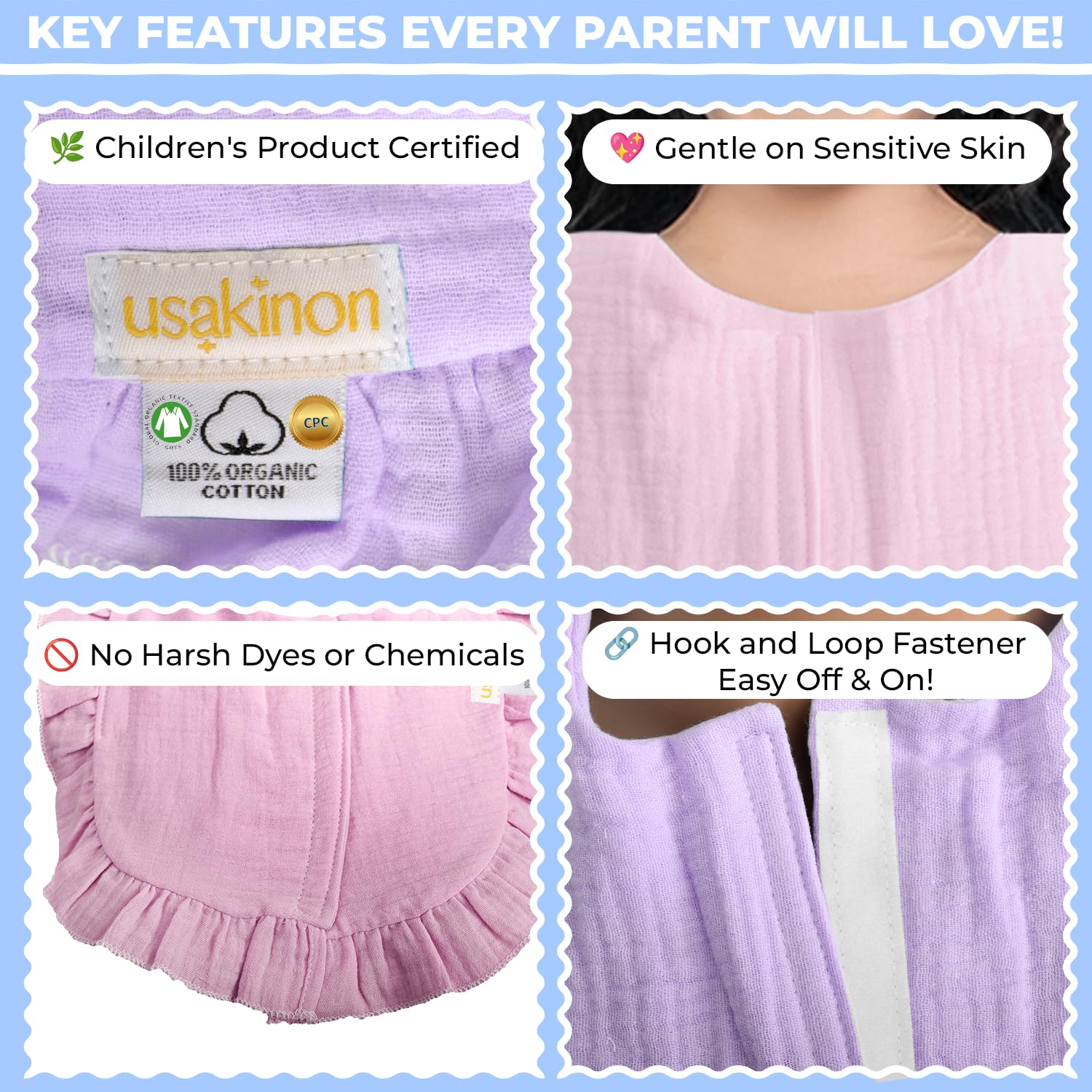 usakinon pastel ruffle trim bib set complements newborn outfits