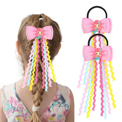 Usakinon Mermaid Bows blue and pink adorn hair for playful style.