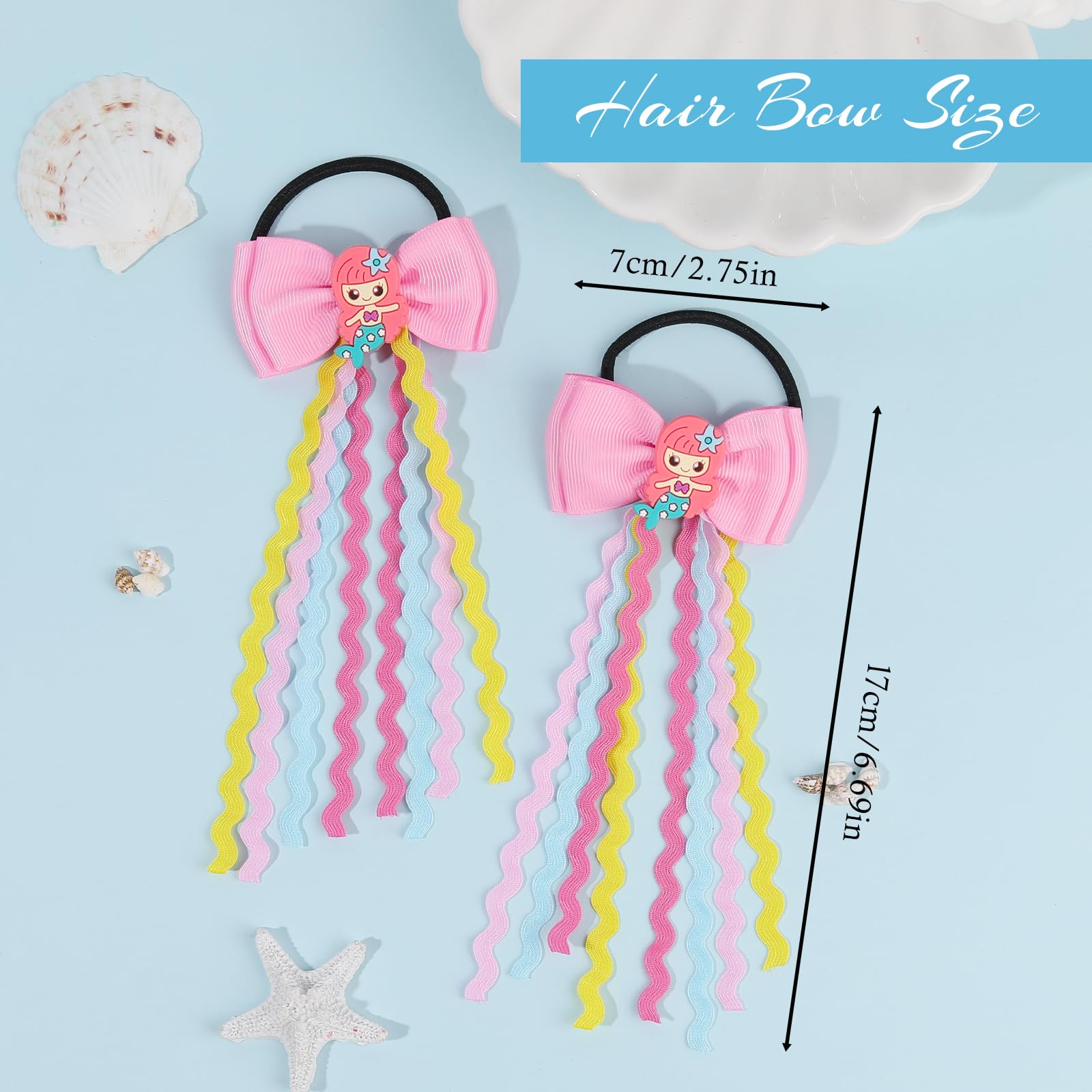 Usakinon Mermaid Bows elastic hair tie keeps delicate hair secure.