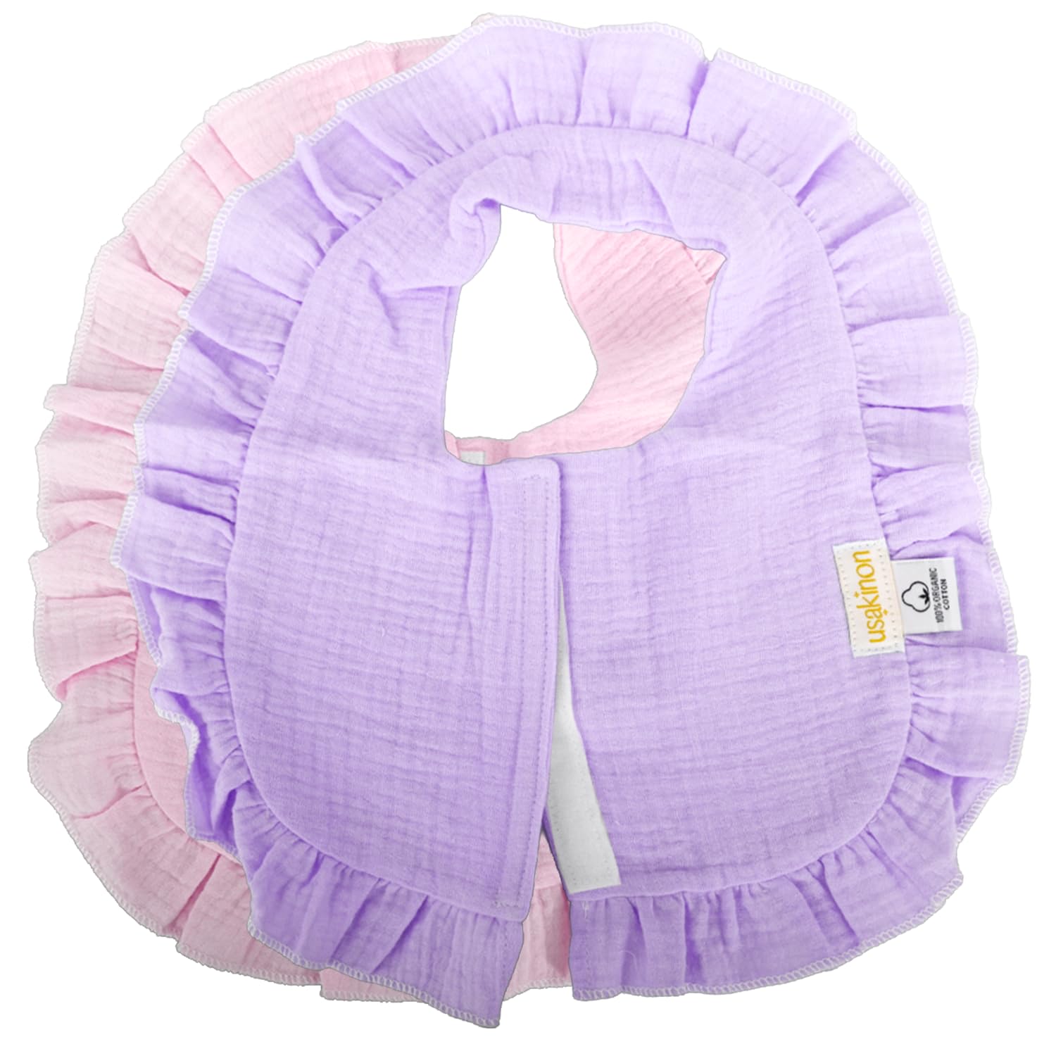 usakinon organic muslin bib absorbs drool and spills during feeds