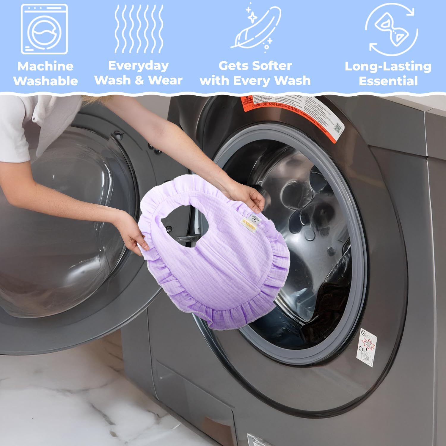 usakinon patent-pending front-closure bib enables easy outfit changes