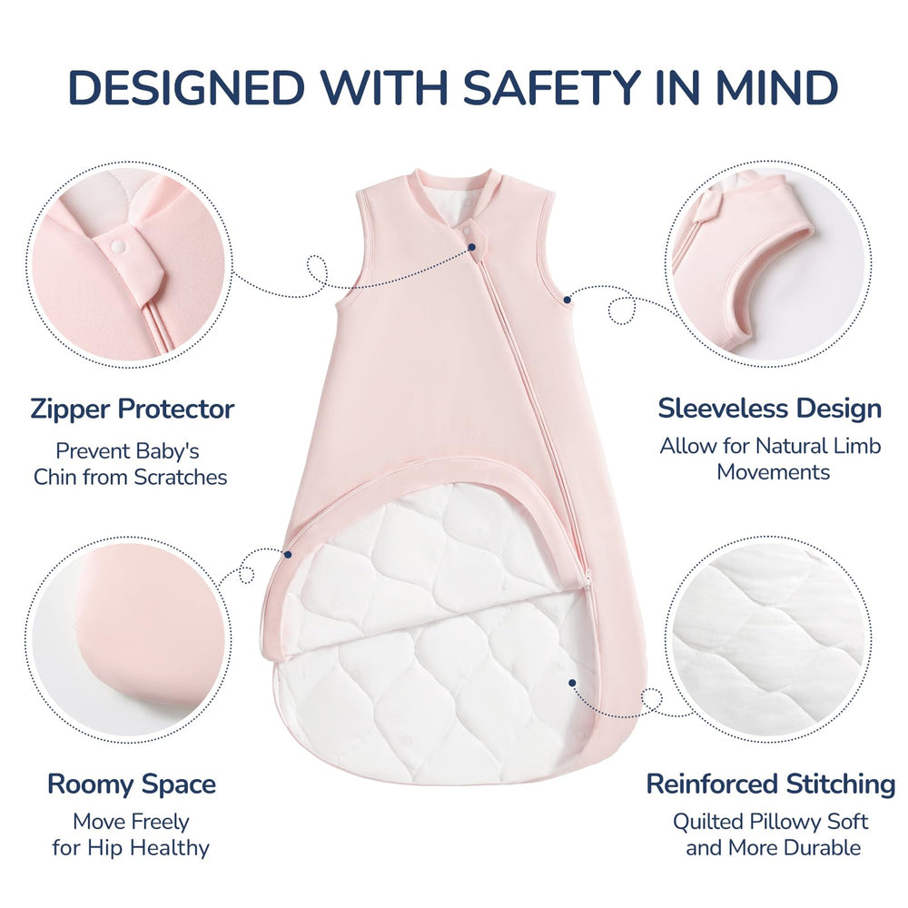 usbettas 2.5 tog baby sleep sack fabric close-up reveals soft combed cotton texture.