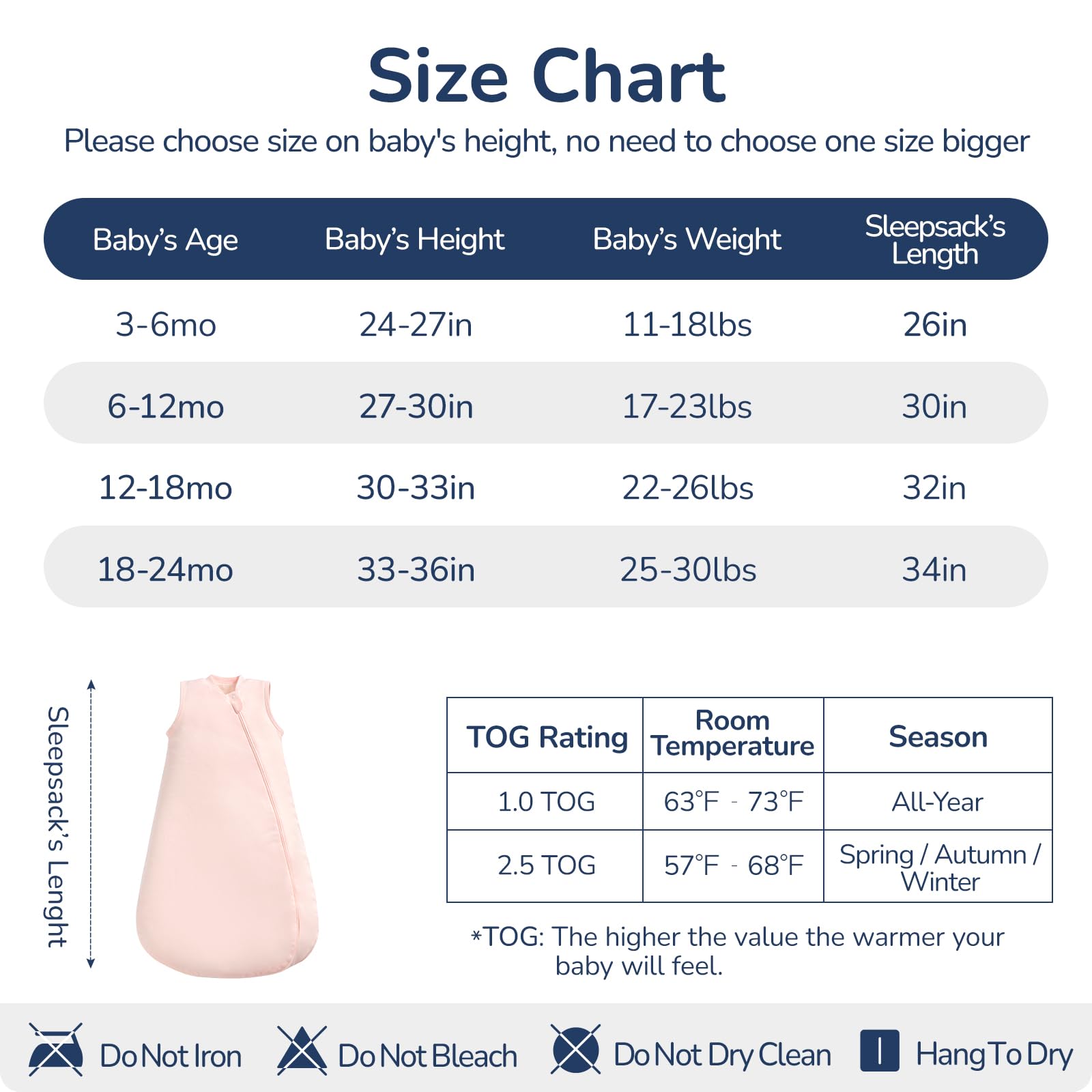 usbettas 2.5 tog sleep sack temperature strip changes color with baby warmth.