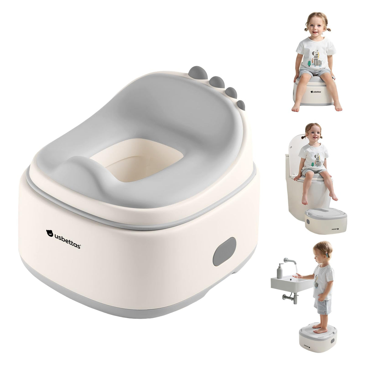 usbettas 3 in 1 potty dinosaur seat grey for toddlers during training