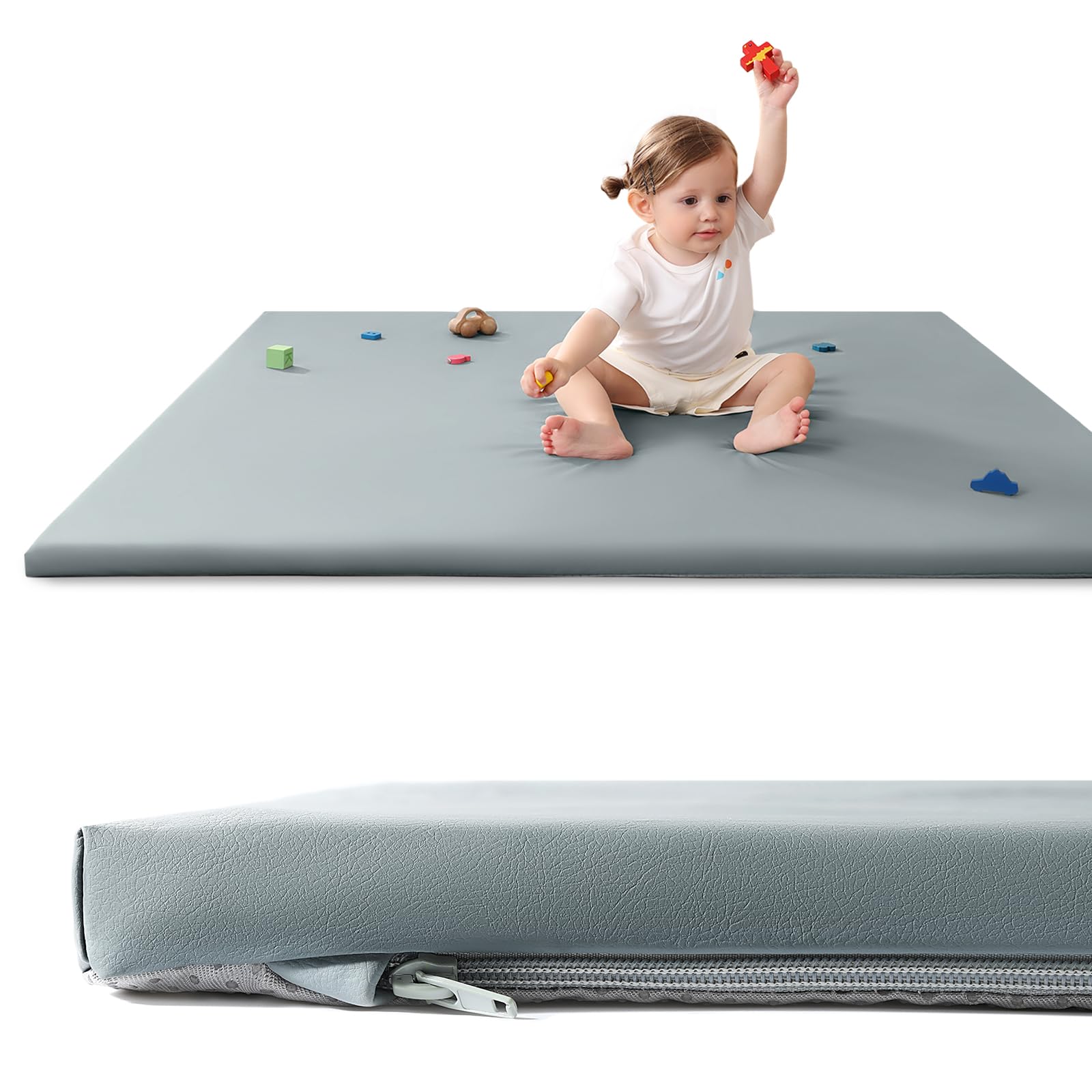 usbettas baby play mat laid flat on floor for spacious safe play area.