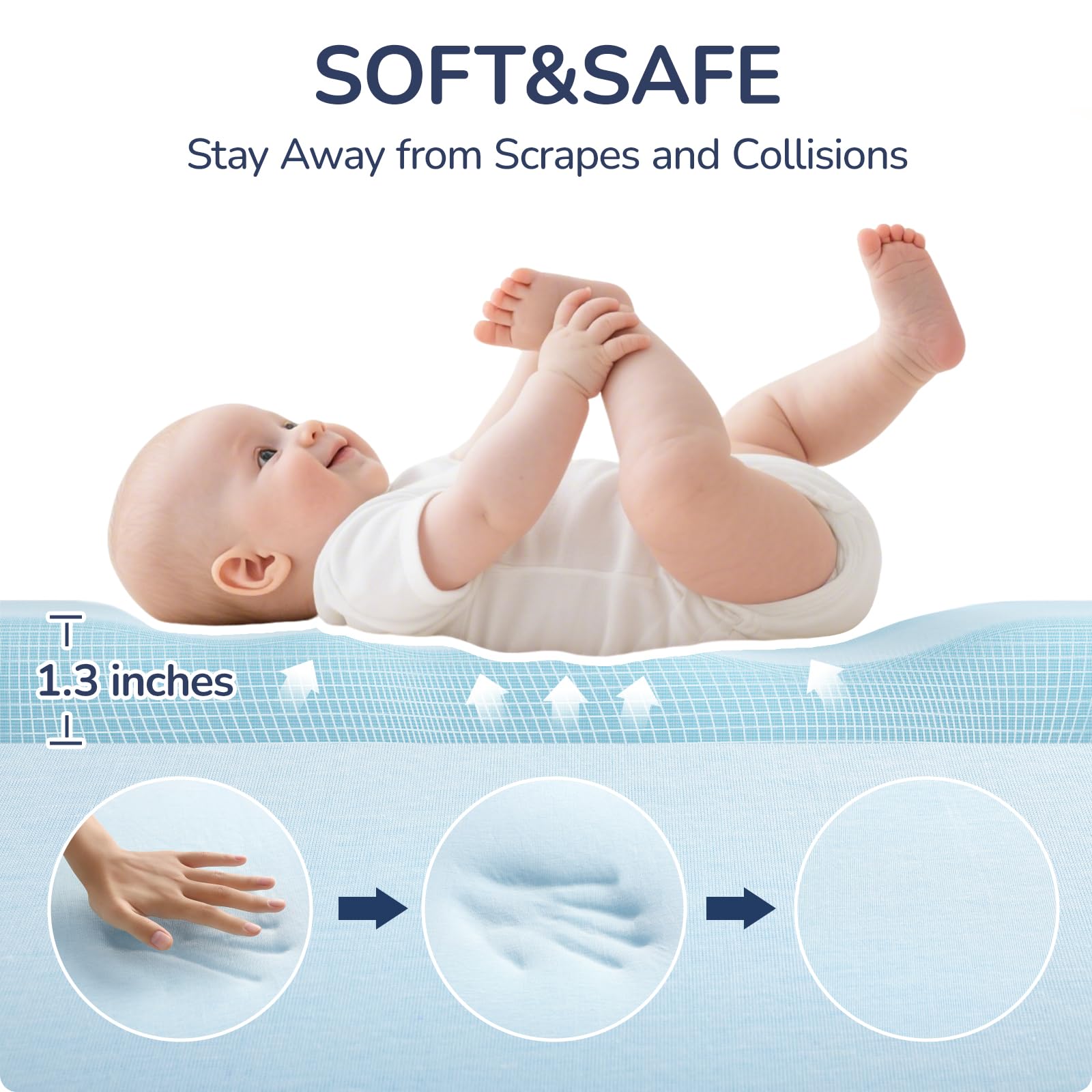 usbettas play mat memory foam 1.3-inch cushion absorbs impact for safer play.
