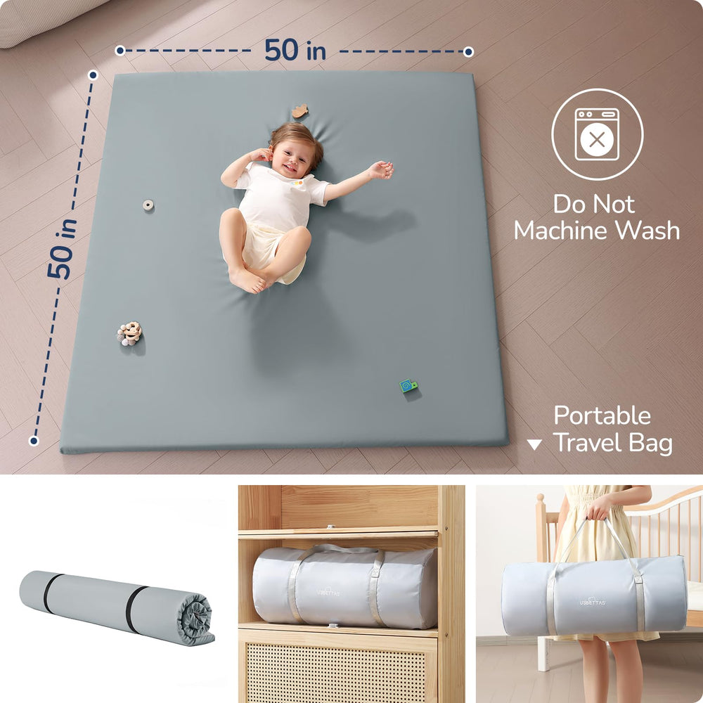 usbettas baby play mat with non-slip surface keeps kids from sliding.