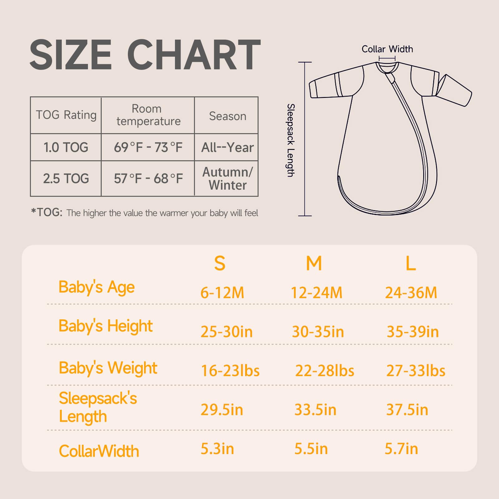 usbettas baby sleep sack 1-0 tog lining regulates warmth