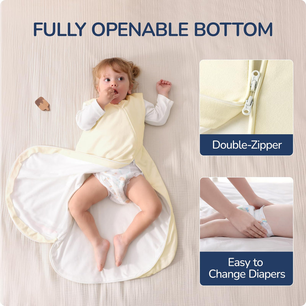 usbettas sleep sack shows a 2-way zipper for easy diaper changes