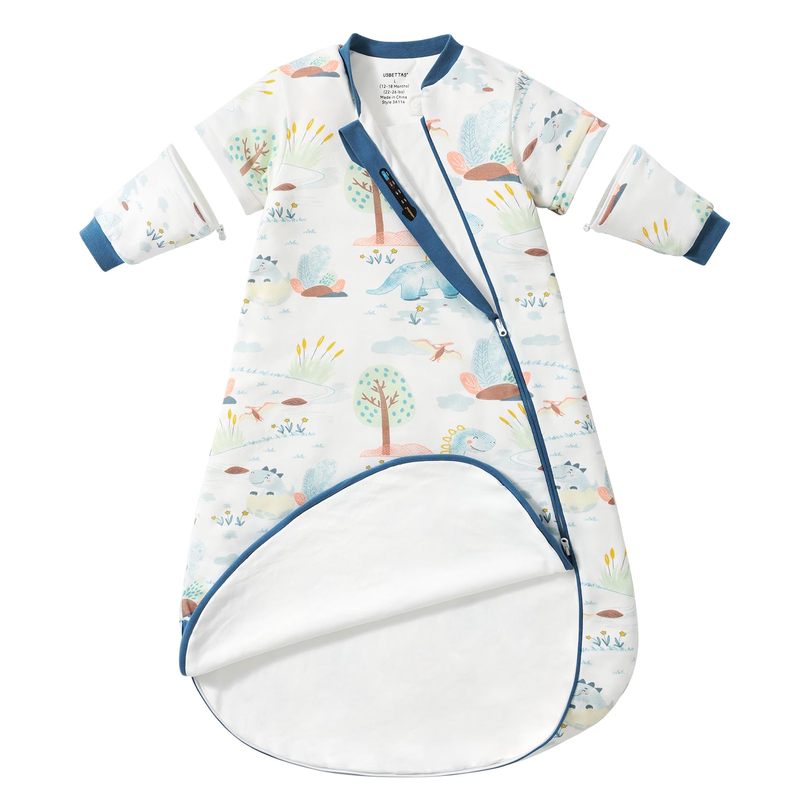 USBettas baby sleep sack 6-12M front view in breathable cotton for comfort