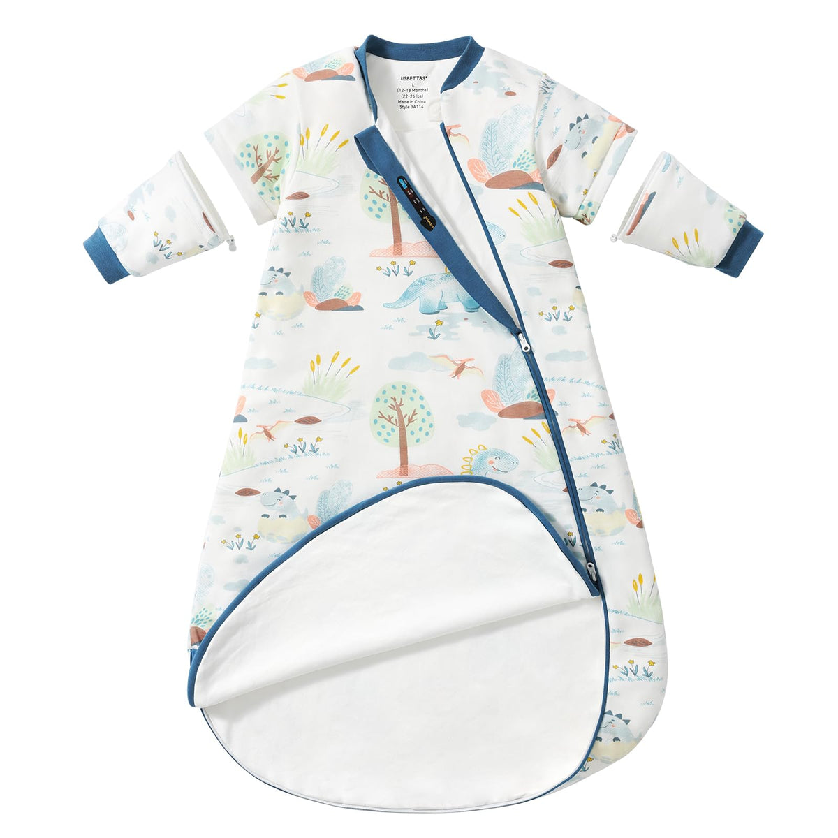 USBettas baby sleep sack 6-12M front view in breathable cotton for comfort