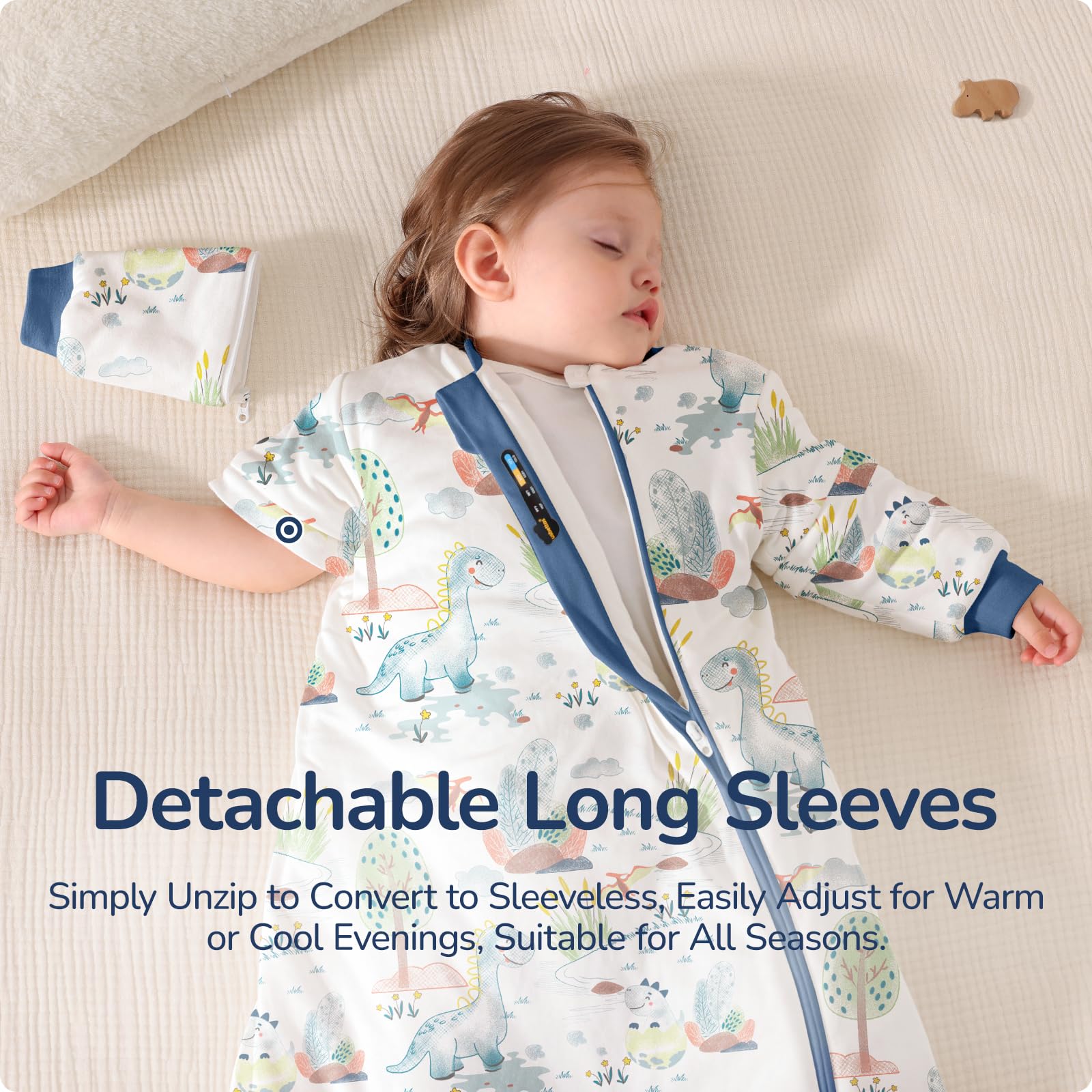 Usbettas sleep sack with detachable long sleeves for adaptable warmth