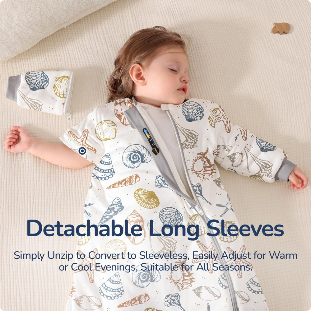 Usbettas sleep sack ocean with detachable sleeves for adjustable warmth.