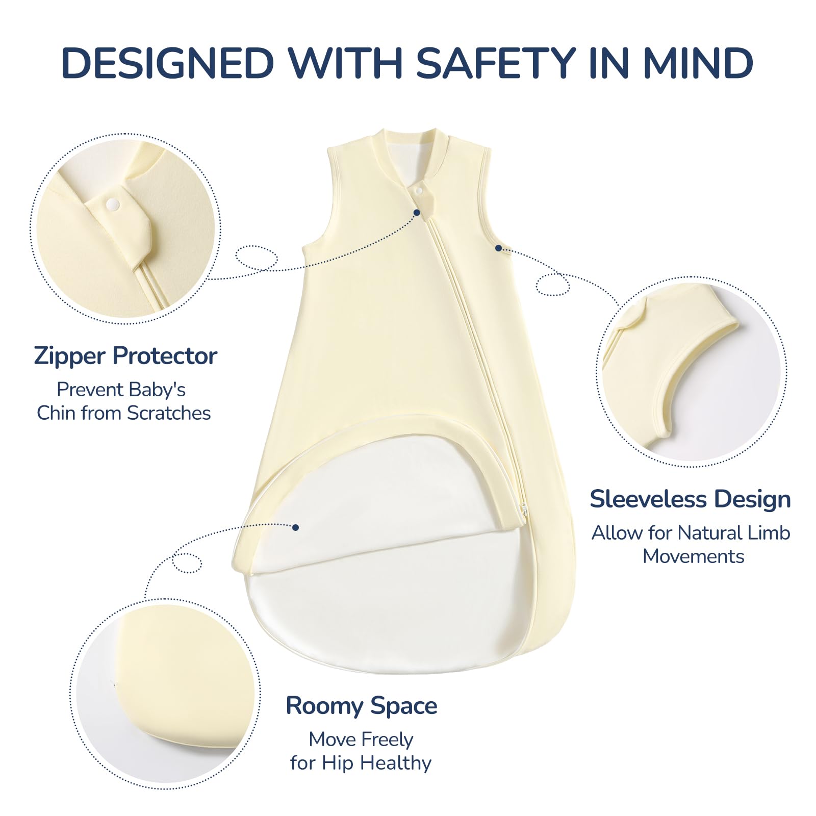 usbettas sleep sack with wide hem supports kicking and hip movement