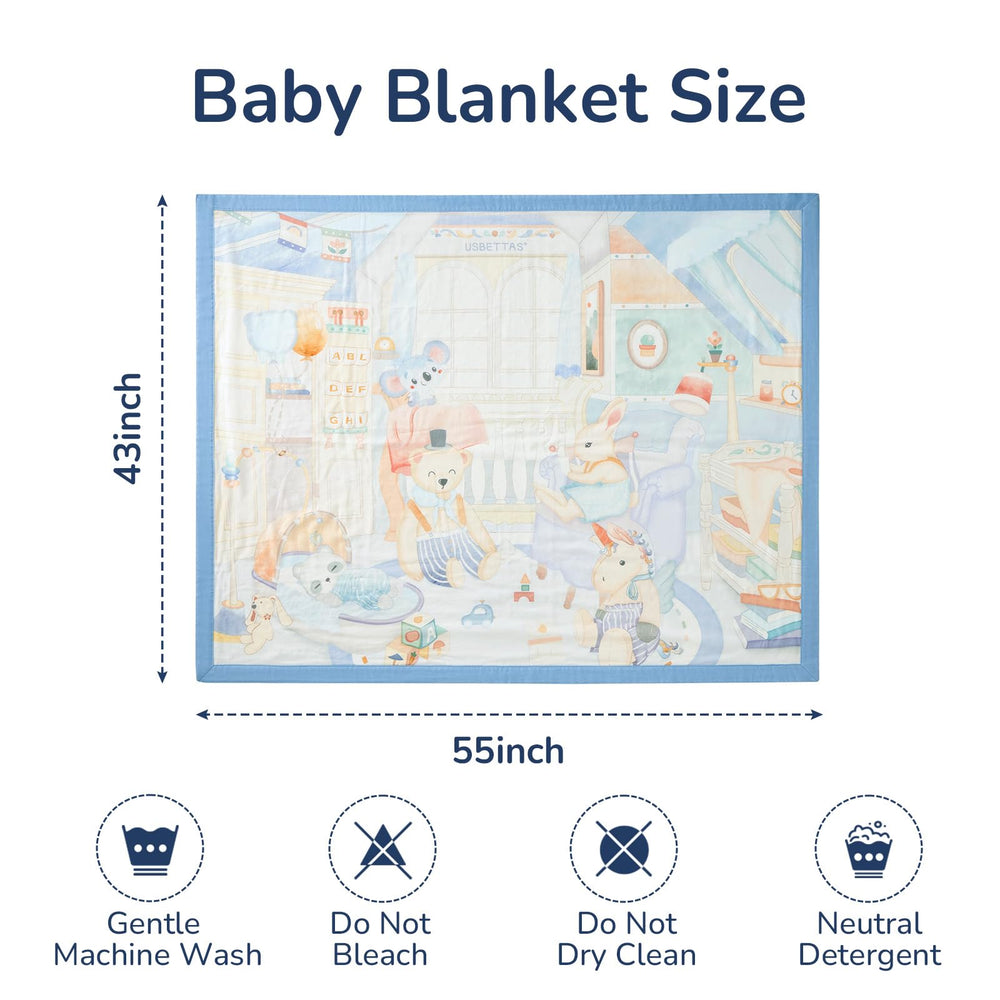 Usbettas bear muslin blanket 55x43-inch size ideal for shared naps and play.