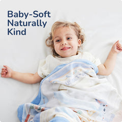 Usbettas bear muslin blanket baby-nap scenario emphasizes breathable comfort during rest.