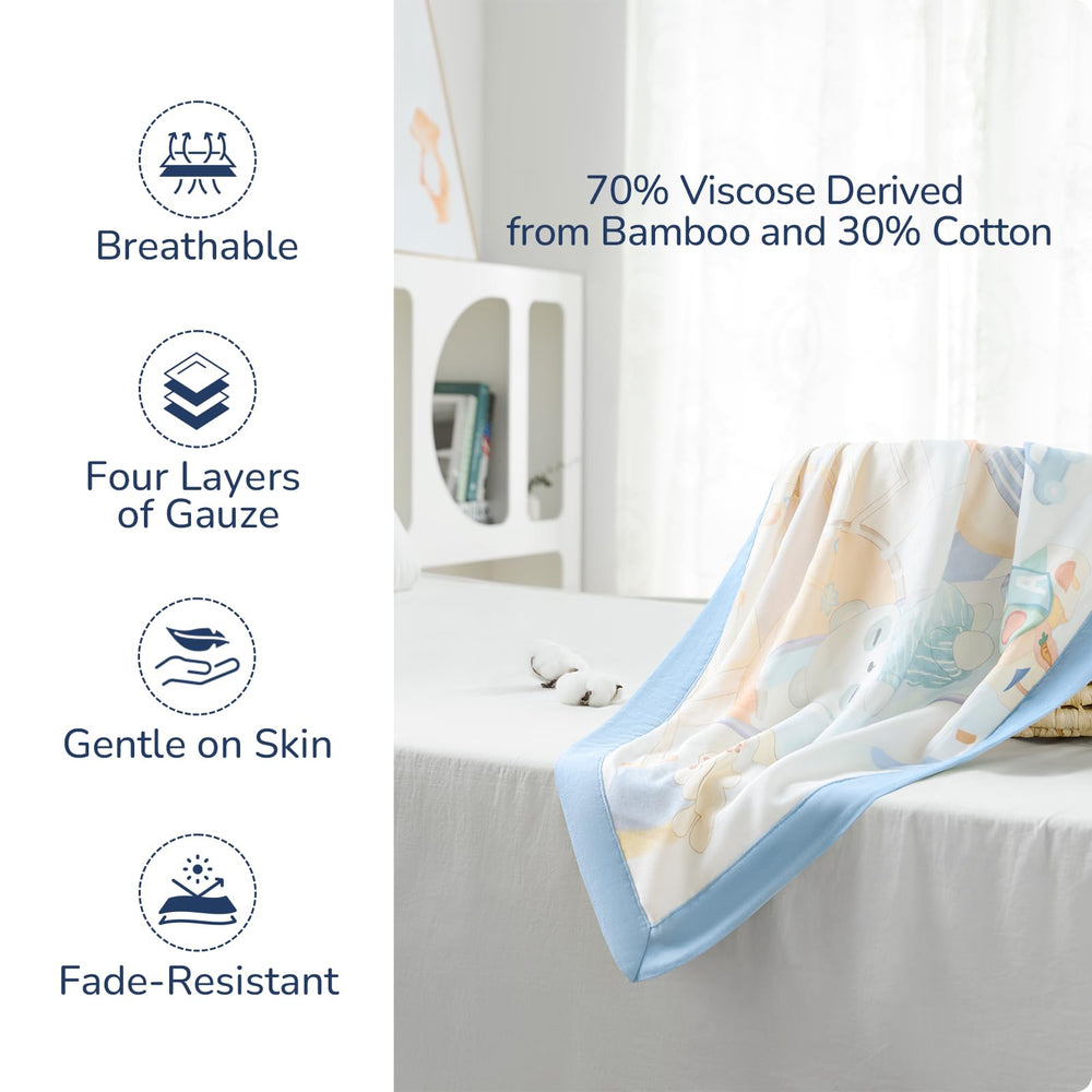 Usbettas bear muslin blanket summer-breathability supports cooling during warm days.