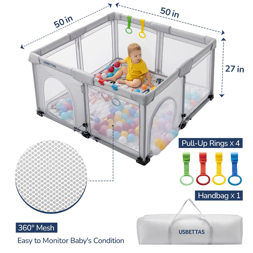 Usbettas foldable playpen carry bag included for convenient travel.