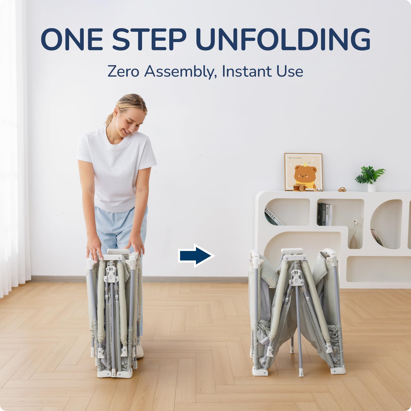 usbettas portable baby playpen open for indoor or outdoor use.