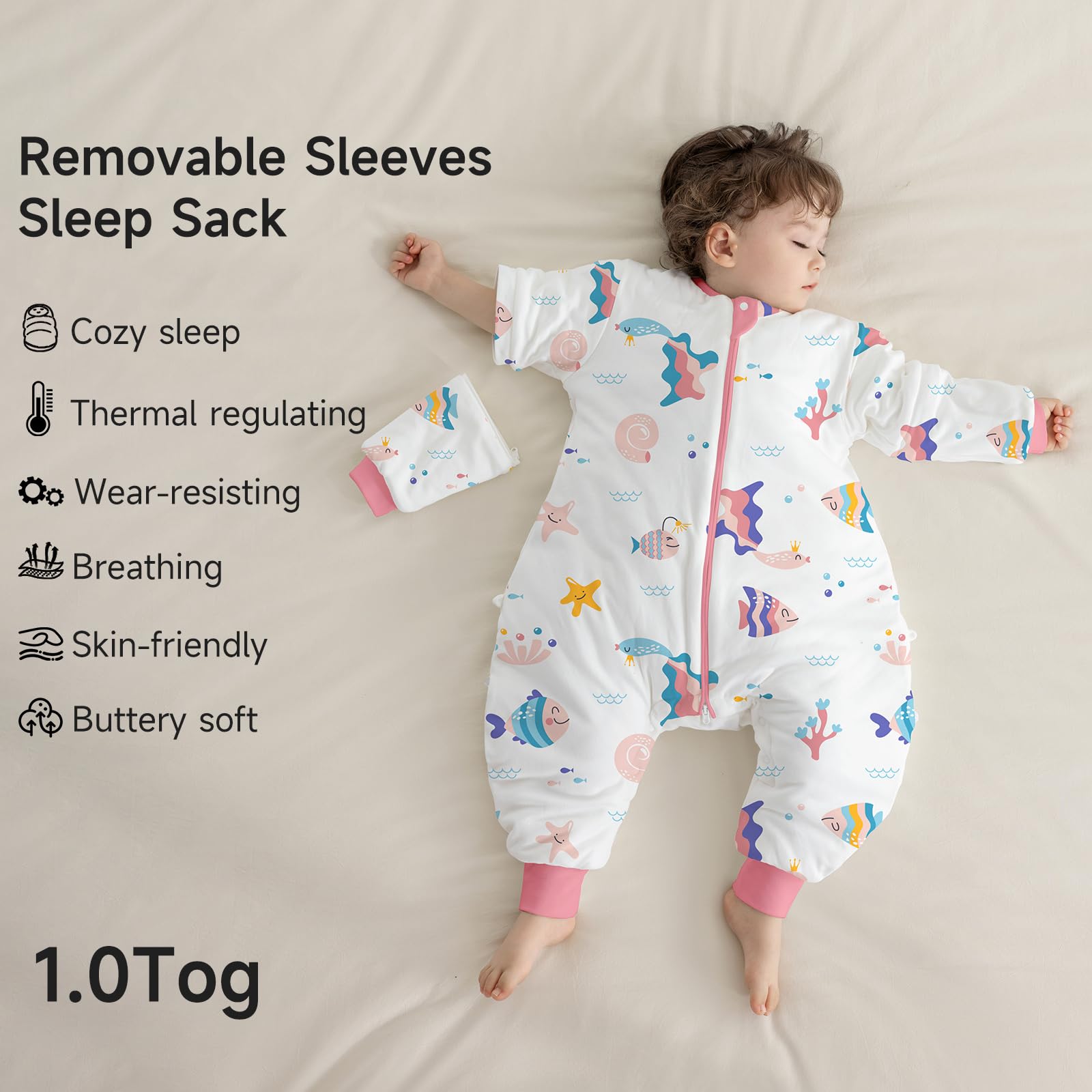 usbettas Sleep Sack with removable sleeves for adjustable daytime use.