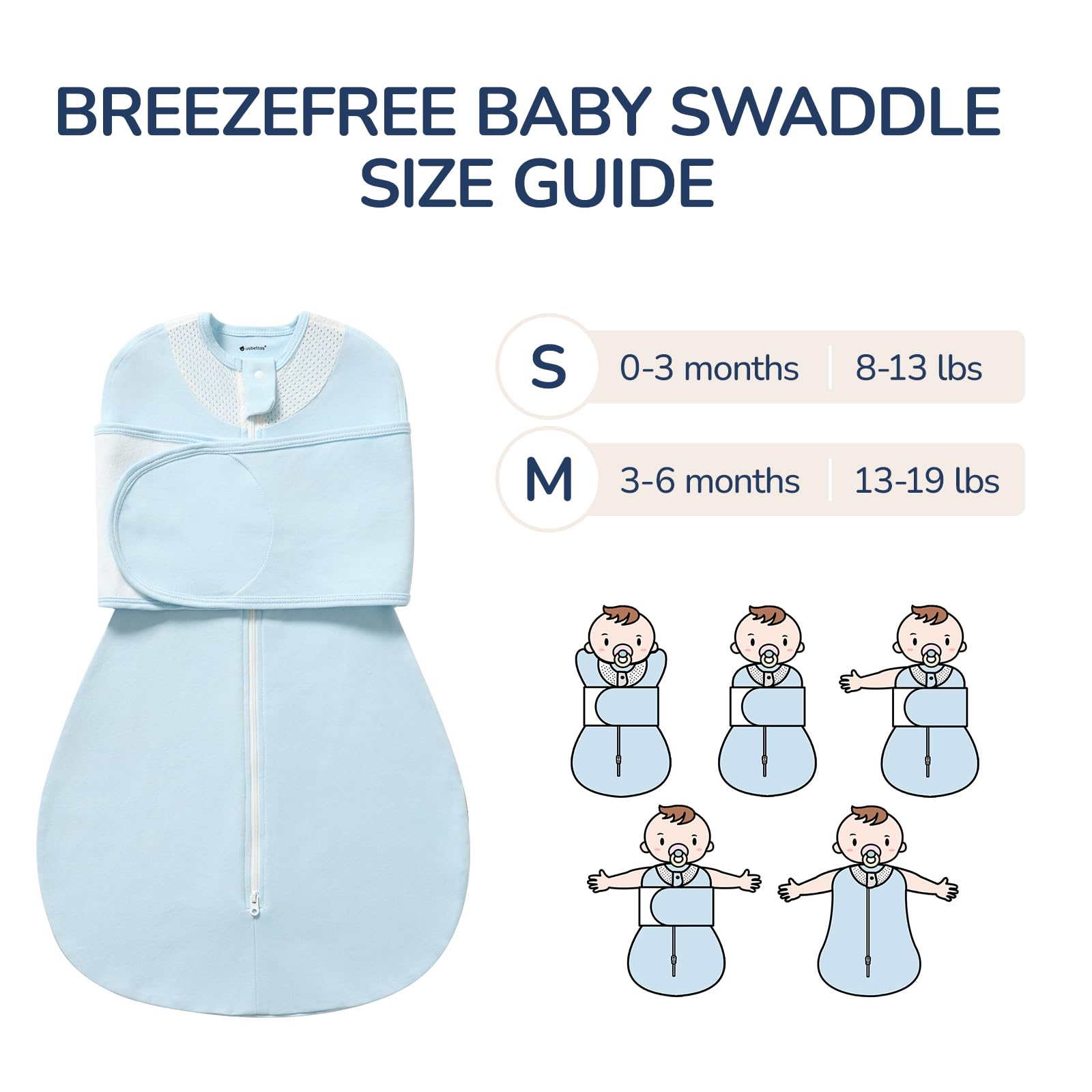 usbettas swaddle soft cotton fabric for breathable, gentle touch on skin