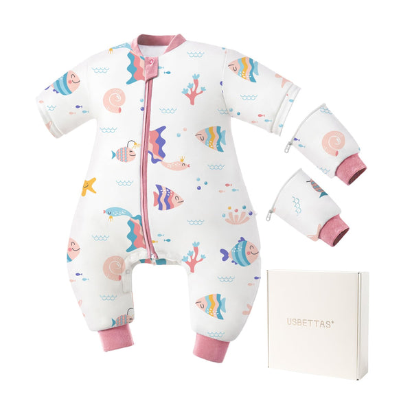 usbettas Toddler Sleep Sack with Feet in 1.0 TOG keeps baby cozy overnight.