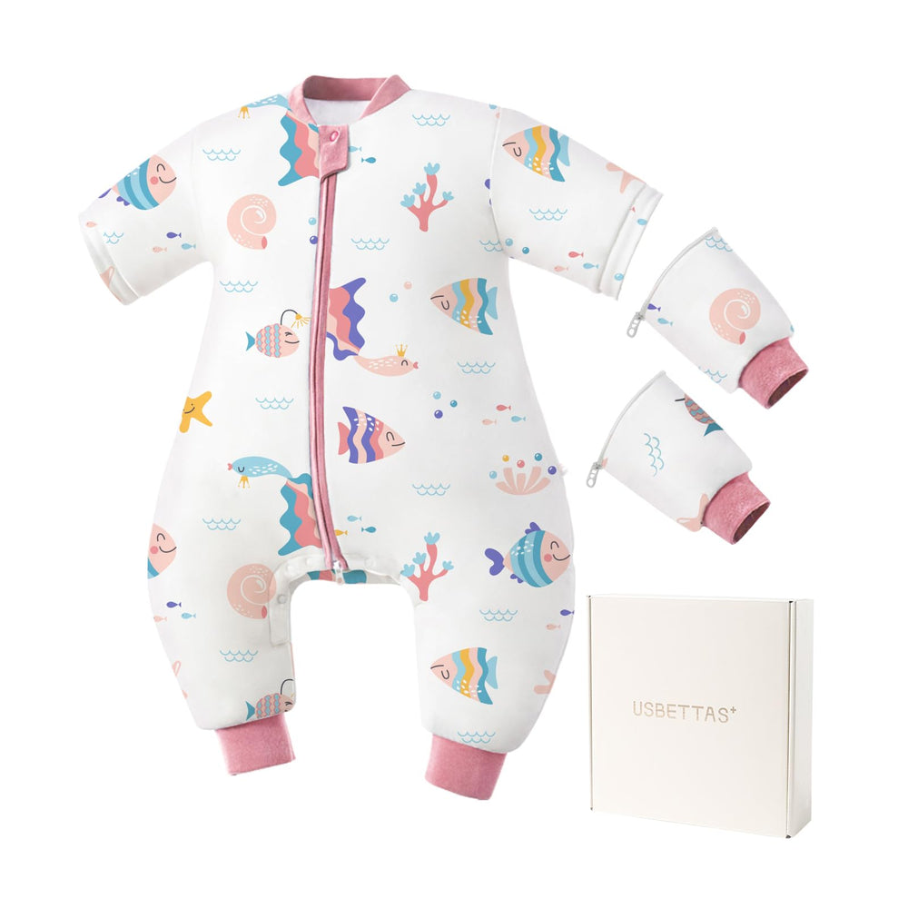 usbettas Toddler Sleep Sack with Feet in 1.0 TOG keeps baby cozy overnight.