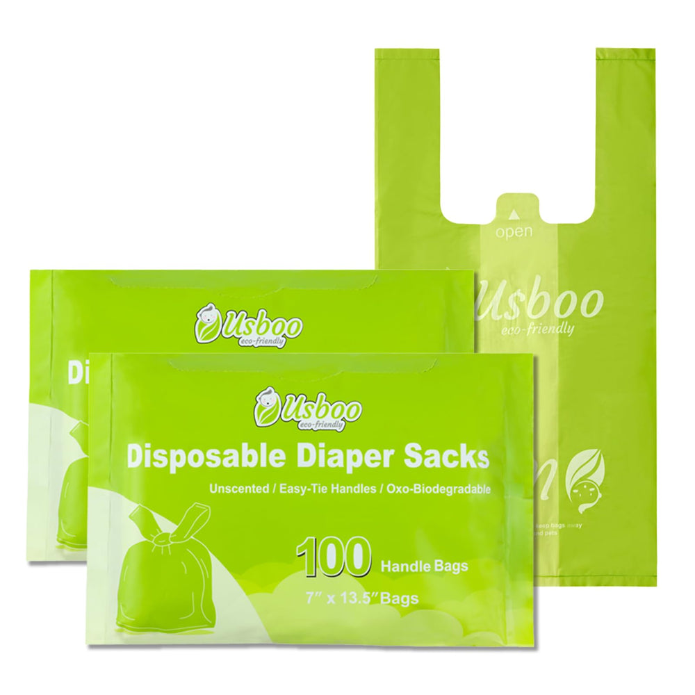 USBOO biodegradable diaper bags, 200-count package for easy daily disposal.