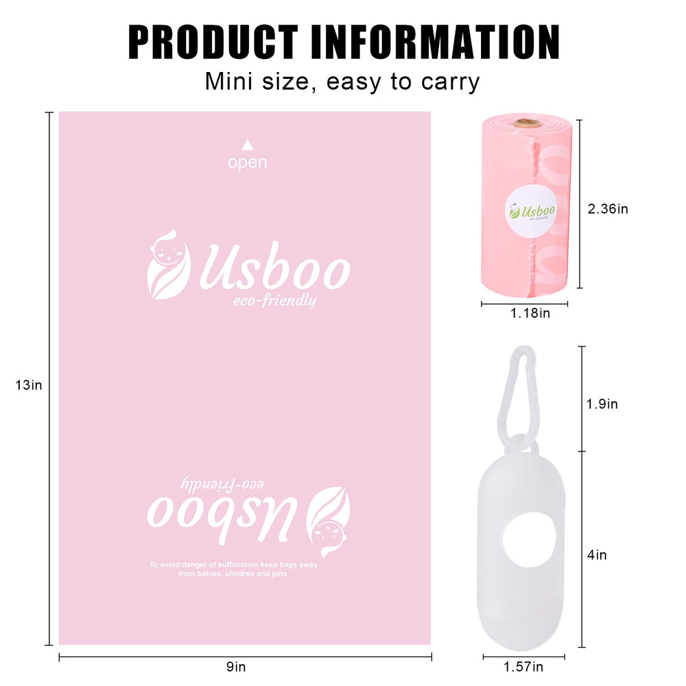 Large 9x13 inch USBOO bags fit most diaper changes