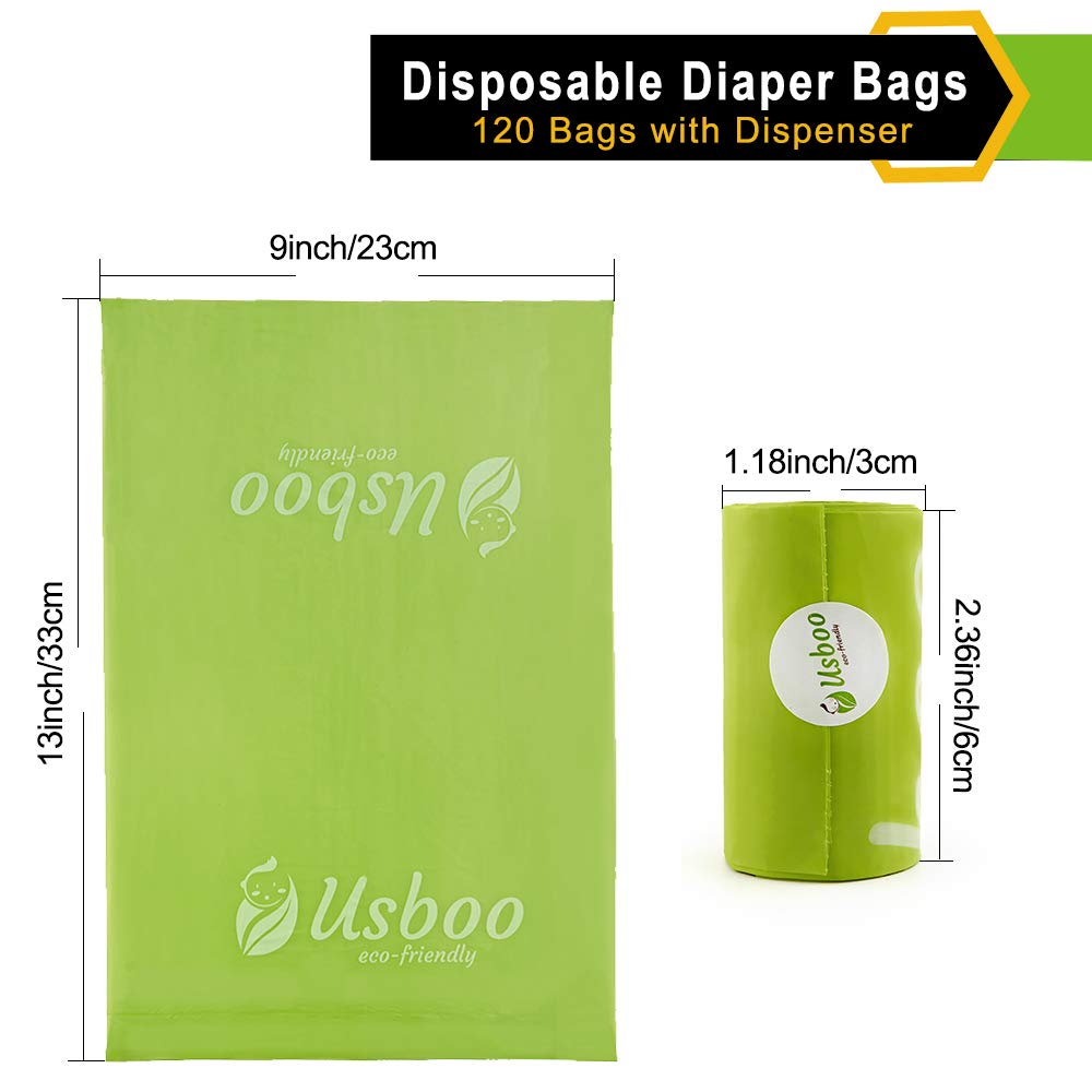 USBOO oxo-biodegradable diaper bags for eco-friendly outings.