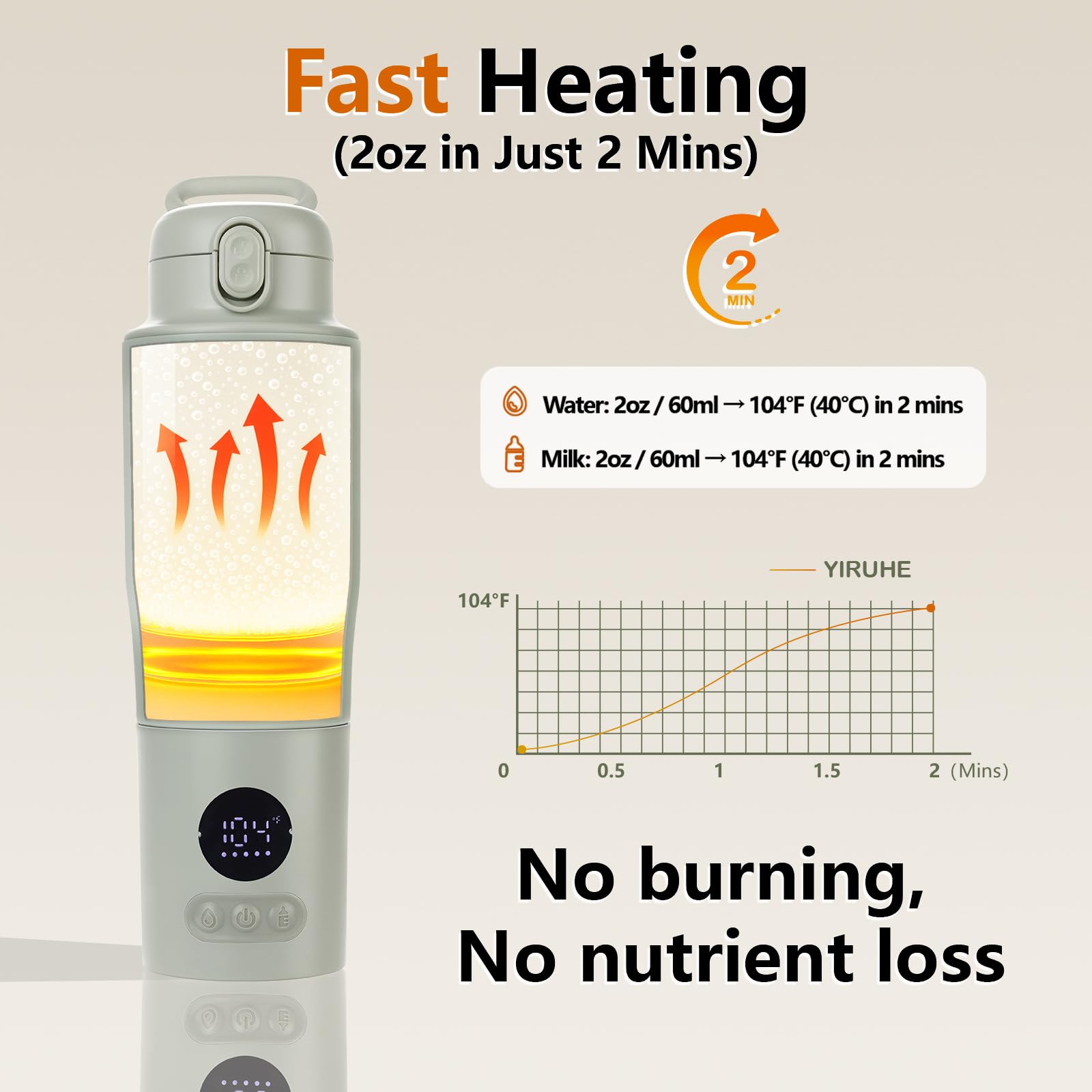 usereef bottle warmer close-up of 316 stainless steel body, durable and easy to clean