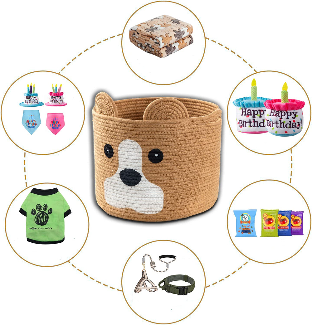 Ushang Pet animal basket in khaki, blends with home decor while dividing space.