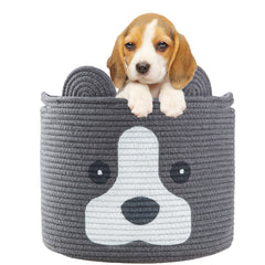 Ushang Pet dog ears design basket adds playful decor while storing toys