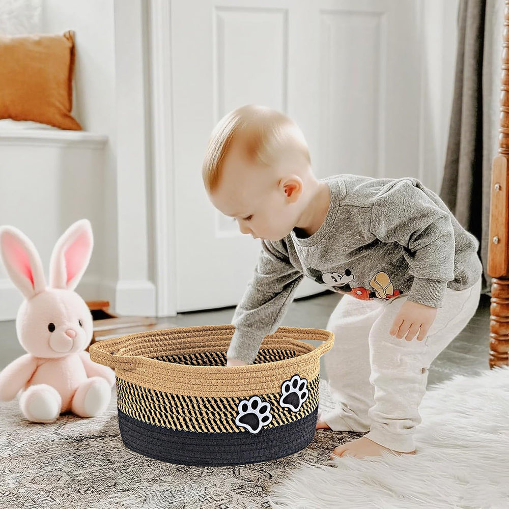 Ushang Pet dog toy basket with paw handles to keep toys tidy and portable.