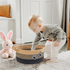Ushang Pet dog toy basket with paw handles to keep toys tidy and portable.